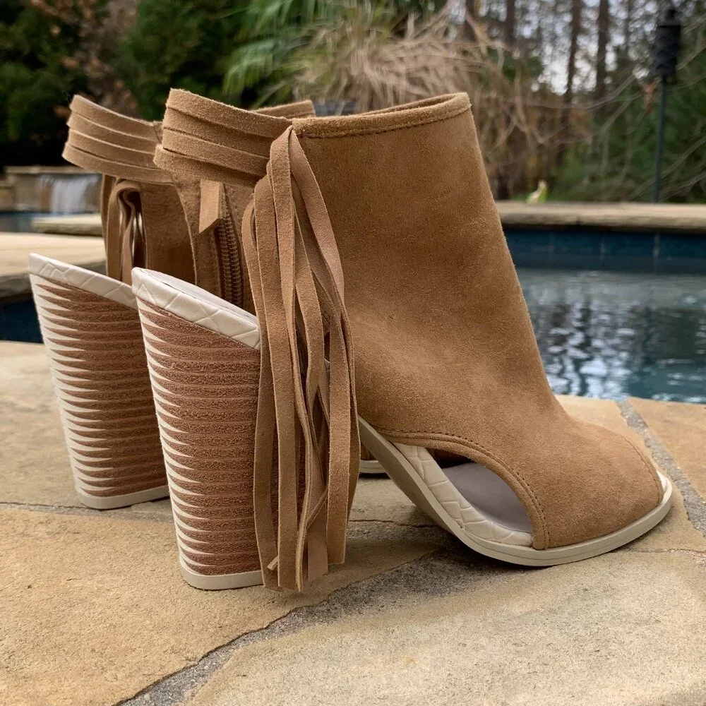 Aldo Lennoxville Suede Block Heel Booties Sz 7.5 - Picture 8 of 14